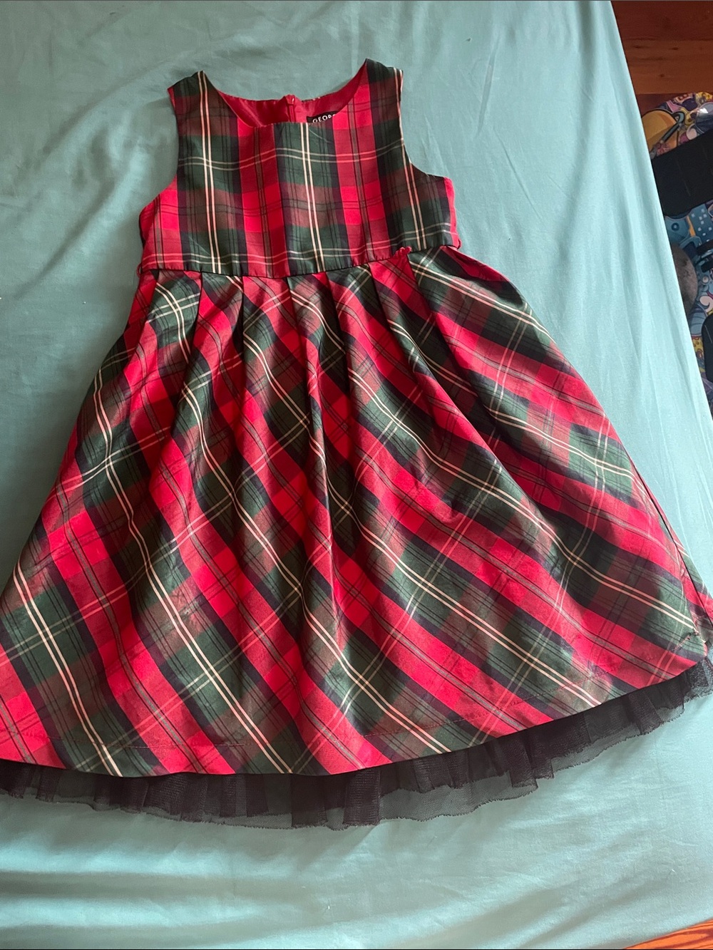 George Red and Green Plaid Holiday Dress